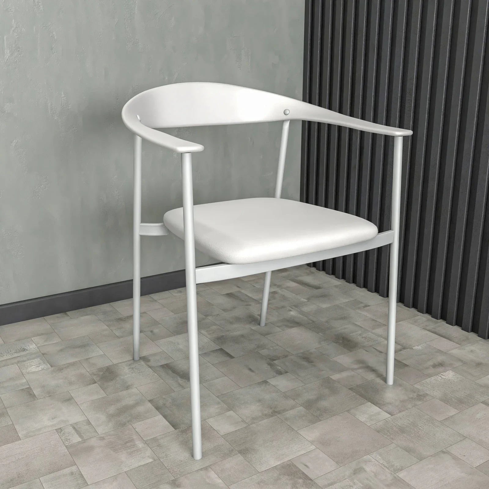 Kora Dining Chair Upholstered in Leather with Stainless Steel Frame and Legs - Elax Furniture