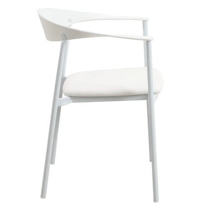 Kora Dining Chair Upholstered in Leather with Stainless Steel Frame and Legs - Elax Furniture