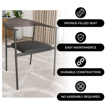 Kora Dining Chair Upholstered in Leather with Stainless Steel Frame and Legs - Elax Furniture