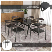 Kora Dining Chair Upholstered in Leather with Stainless Steel Frame and Legs - Elax Furniture