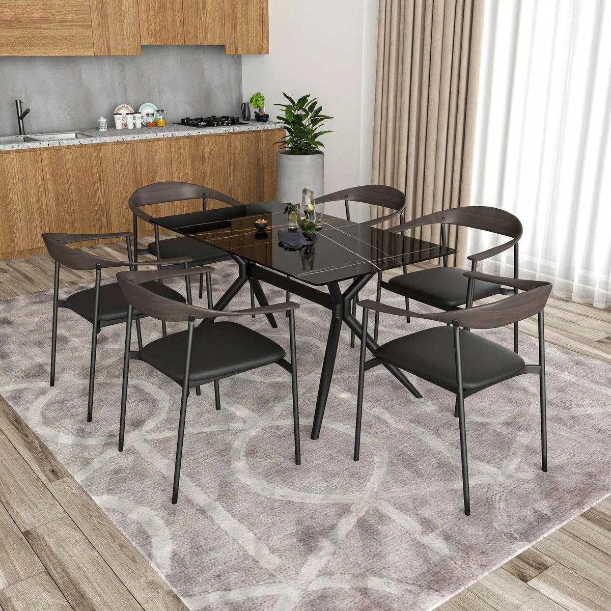 Kora Dining Chair Upholstered in Leather with Stainless Steel Frame and Legs - Elax Furniture