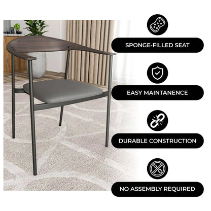 Kora Dining Chair Upholstered in Leather with Stainless Steel Frame and Legs - Elax Furniture