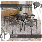 Kora Dining Chair Upholstered in Leather with Stainless Steel Frame and Legs - Elax Furniture