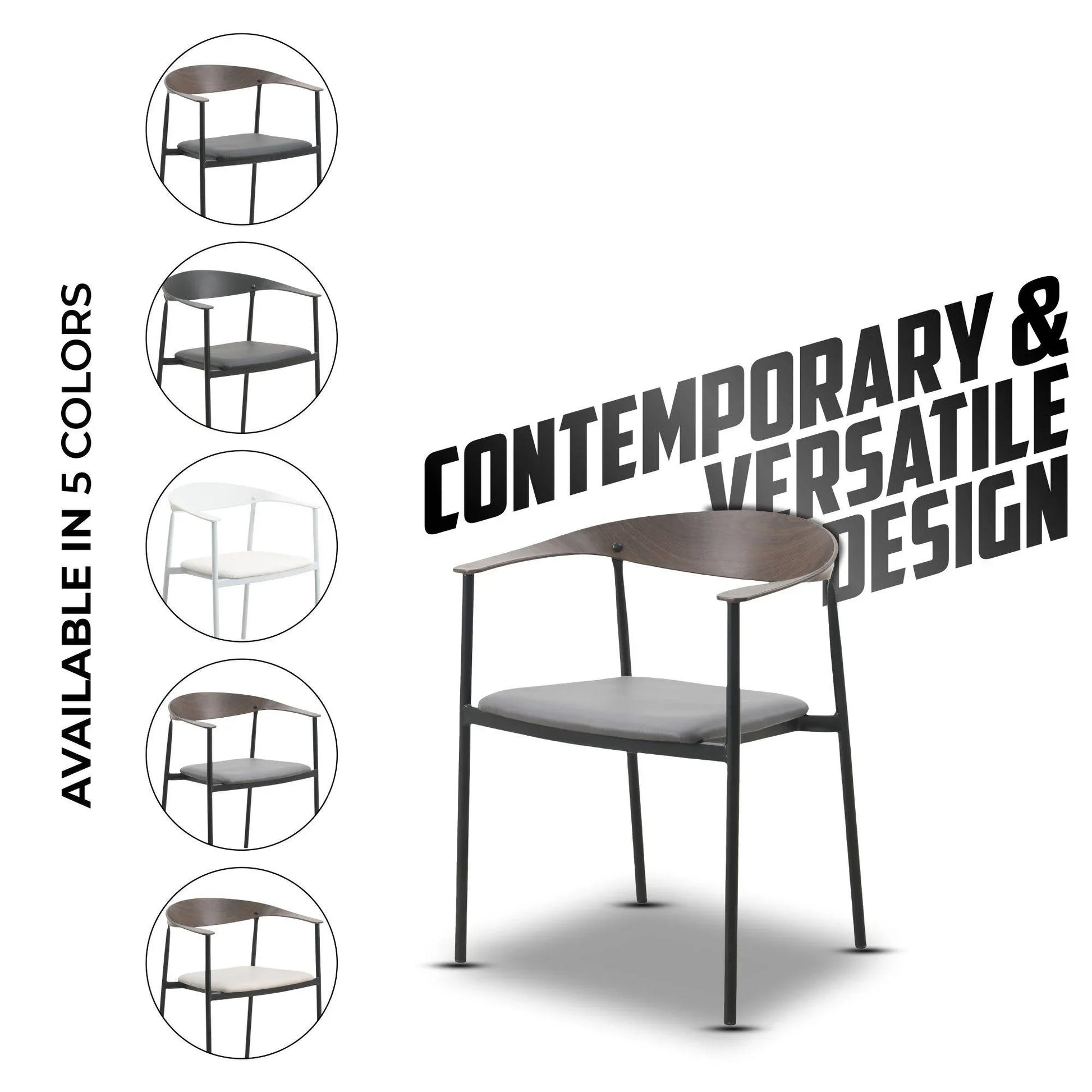 Kora Dining Chair Upholstered in Leather with Stainless Steel Frame and Legs - Elax Furniture