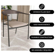 Kora Dining Chair Upholstered in Leather with Stainless Steel Frame and Legs - Elax Furniture