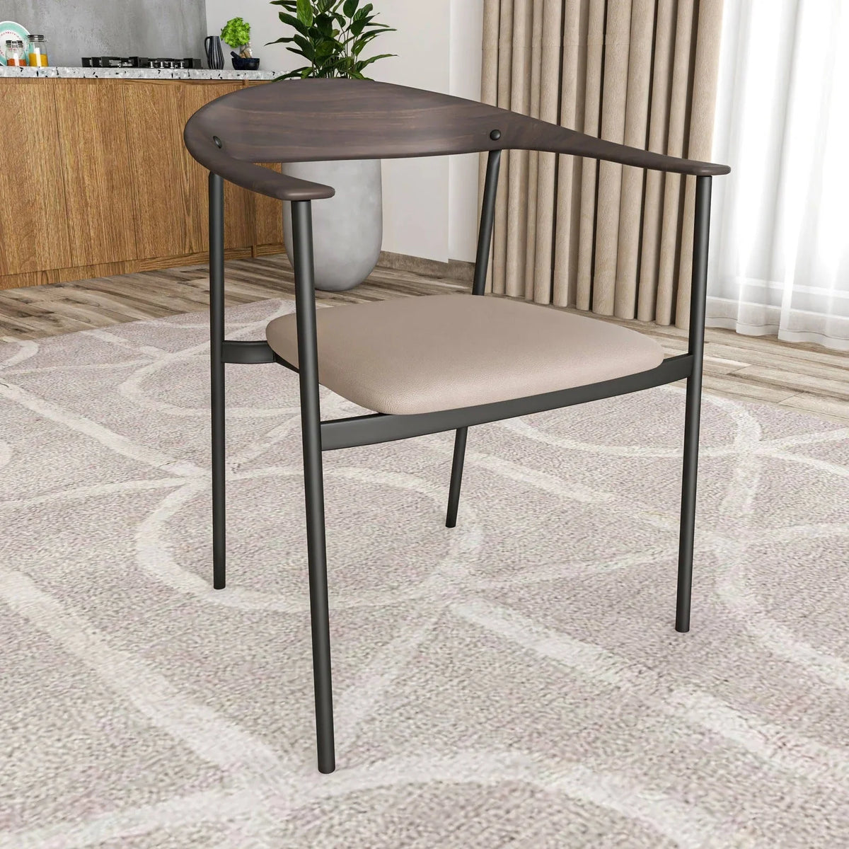 Kora Dining Chair Upholstered in Leather with Stainless Steel Frame and Legs - Elax Furniture