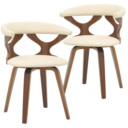 Klyne Leather Dining Chair with Poplar Wood Frame and Swivel Base Set of 2 - Elax Furniture