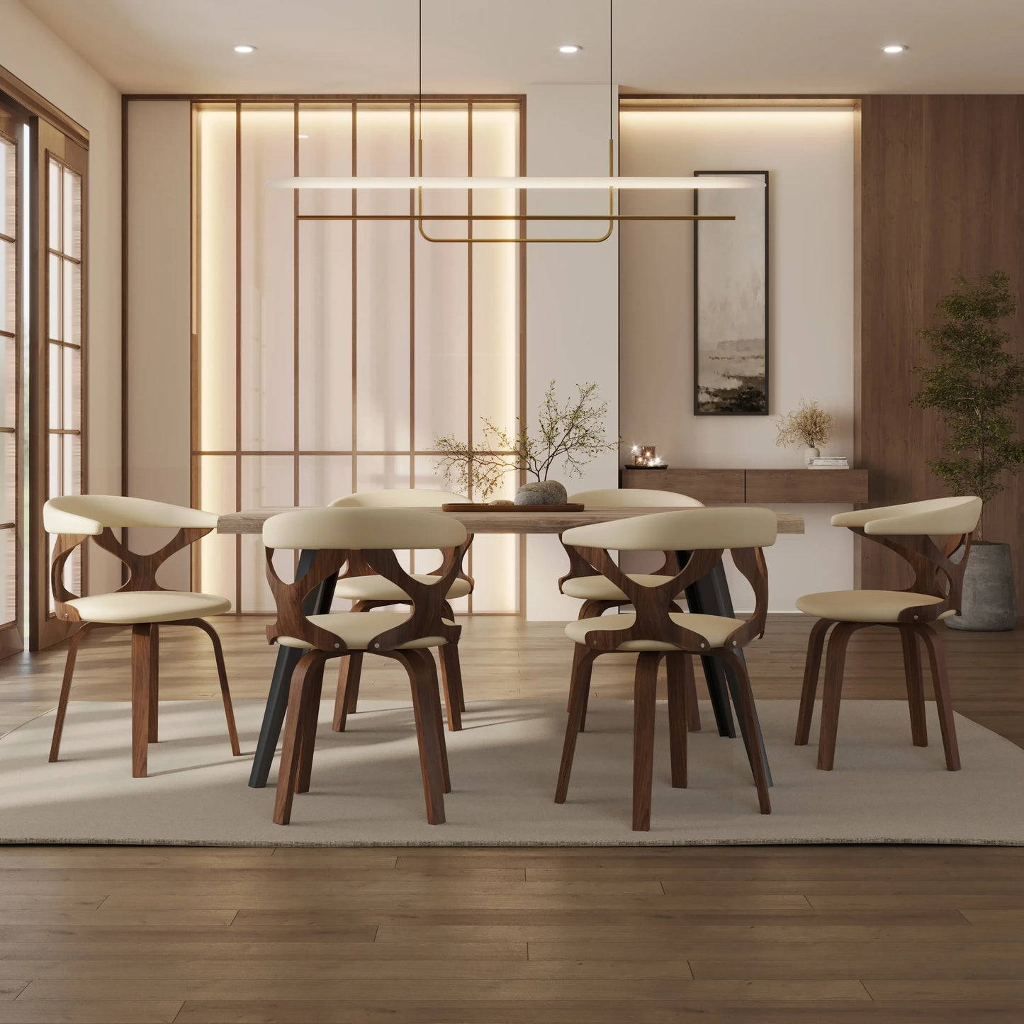 Klyne Leather Dining Chair with Poplar Wood Frame and Swivel Base Set of 2 - Elax Furniture