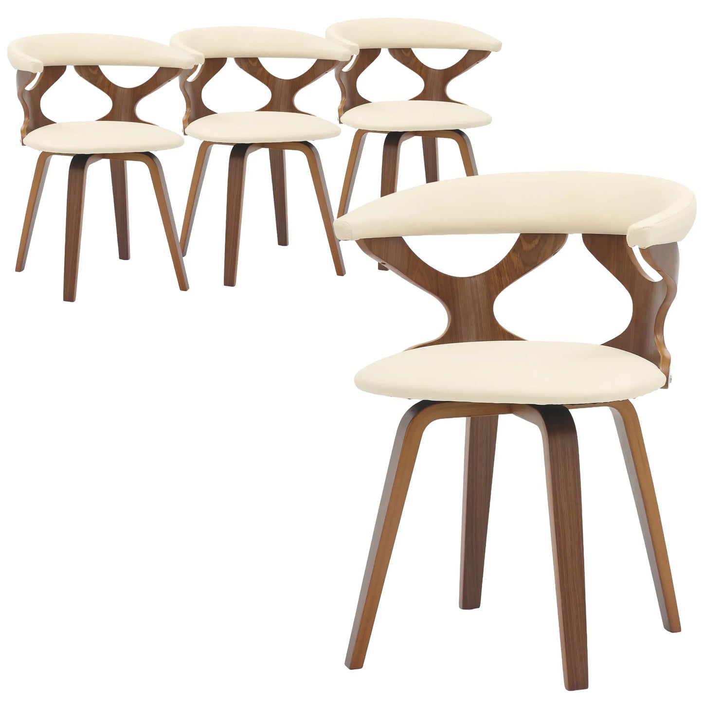 Klyne Leather Dining Chair with Poplar Wood Frame and Swivel Base Set of 4 - Elax Furniture