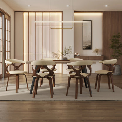 Klyne Leather Dining Chair with Poplar Wood Frame and Swivel Base Set of 4 - Elax Furniture