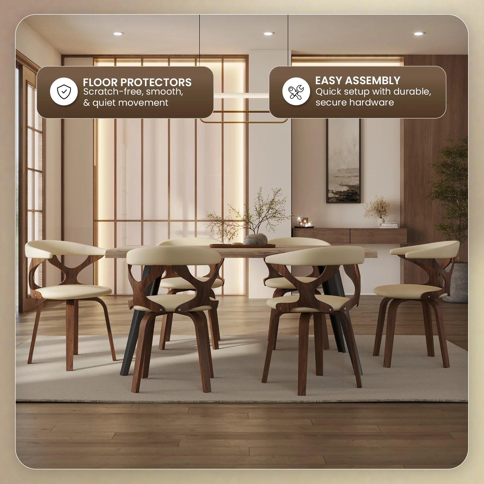 Klyne Modern Wooden Dining Chair With Walnut Color Frame - Elax Furniture