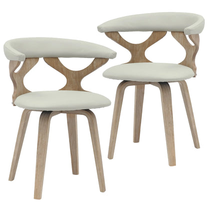 Klyne Leather Dining Chair with Poplar Wood Frame and Swivel Base Set of 2 - Elax Furniture