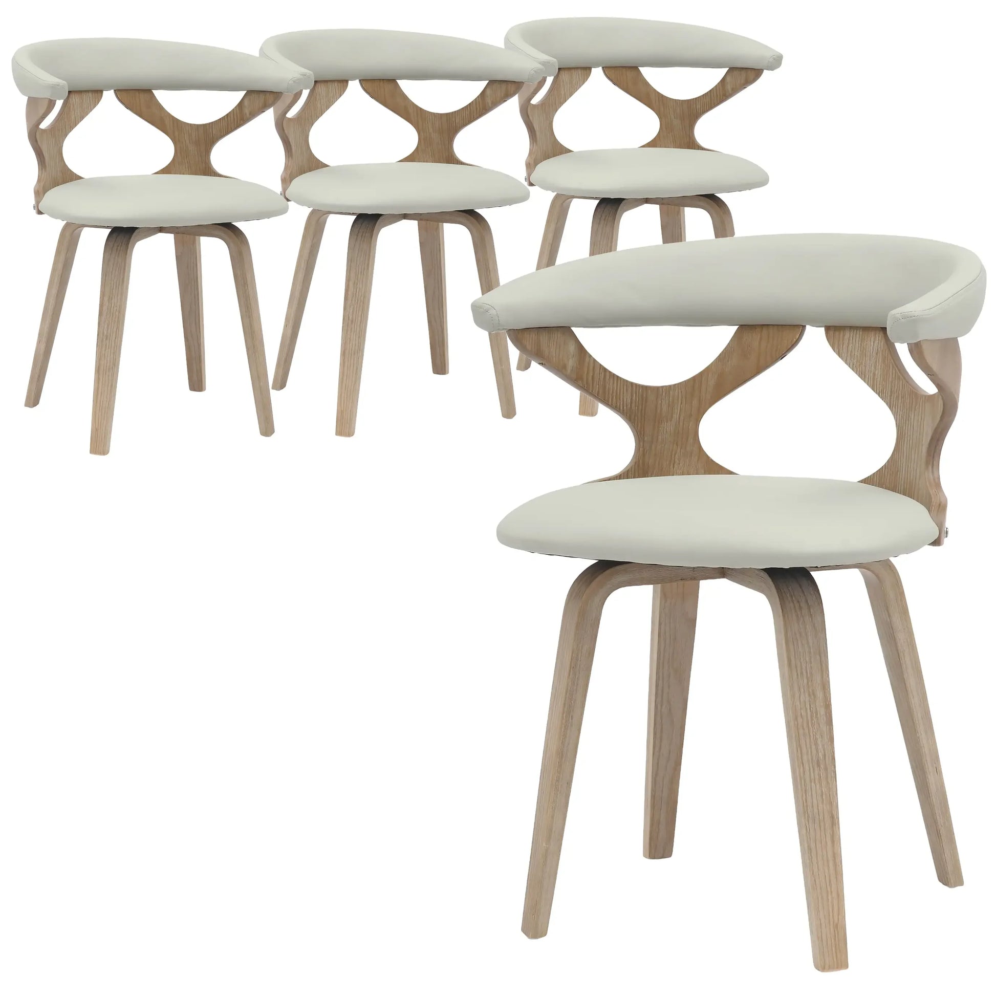 Klyne Leather Dining Chair with Poplar Wood Frame and Swivel Base Set of 4 - Elax Furniture