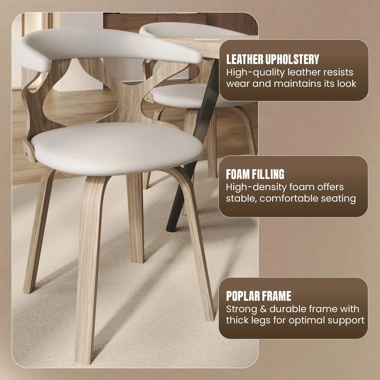 Klyne Modern Wooden Dining Chair With Walnut Color Frame - Elax Furniture