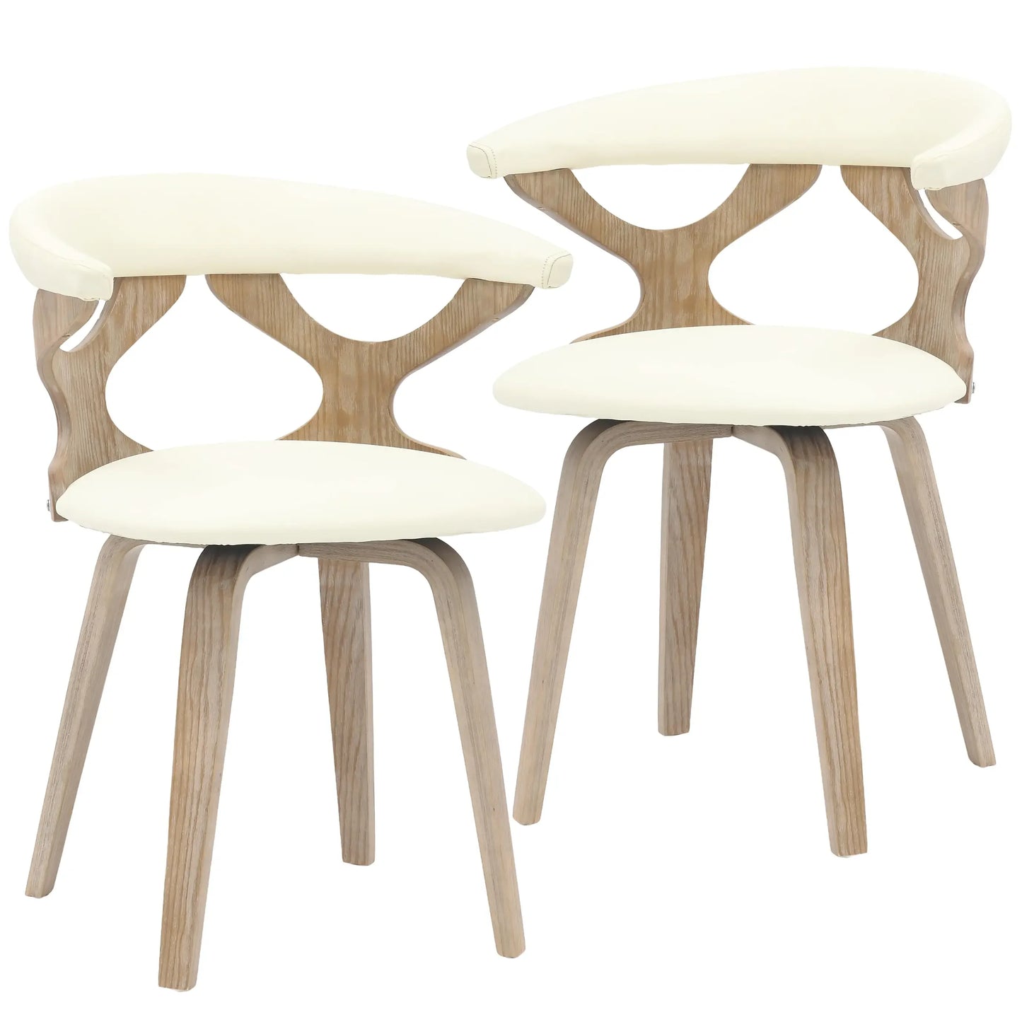 Klyne Leather Dining Chair with Poplar Wood Frame and Swivel Base Set of 2 - Elax Furniture