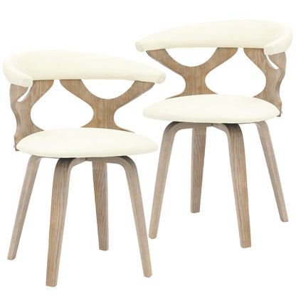 Klyne Leather Dining Chair with Poplar Wood Frame and Swivel Base Set of 2 - Elax Furniture