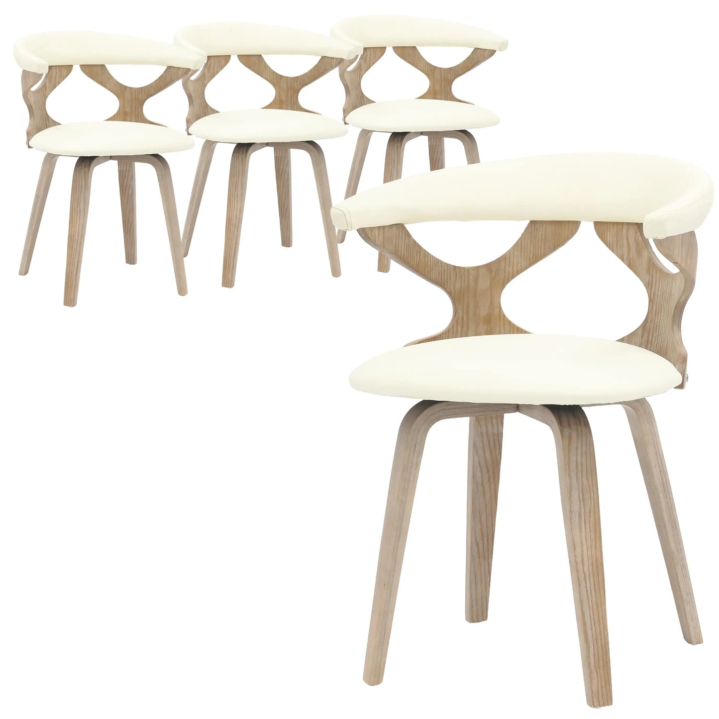 Klyne Leather Dining Chair with Poplar Wood Frame and Swivel Base Set of 4 - Elax Furniture