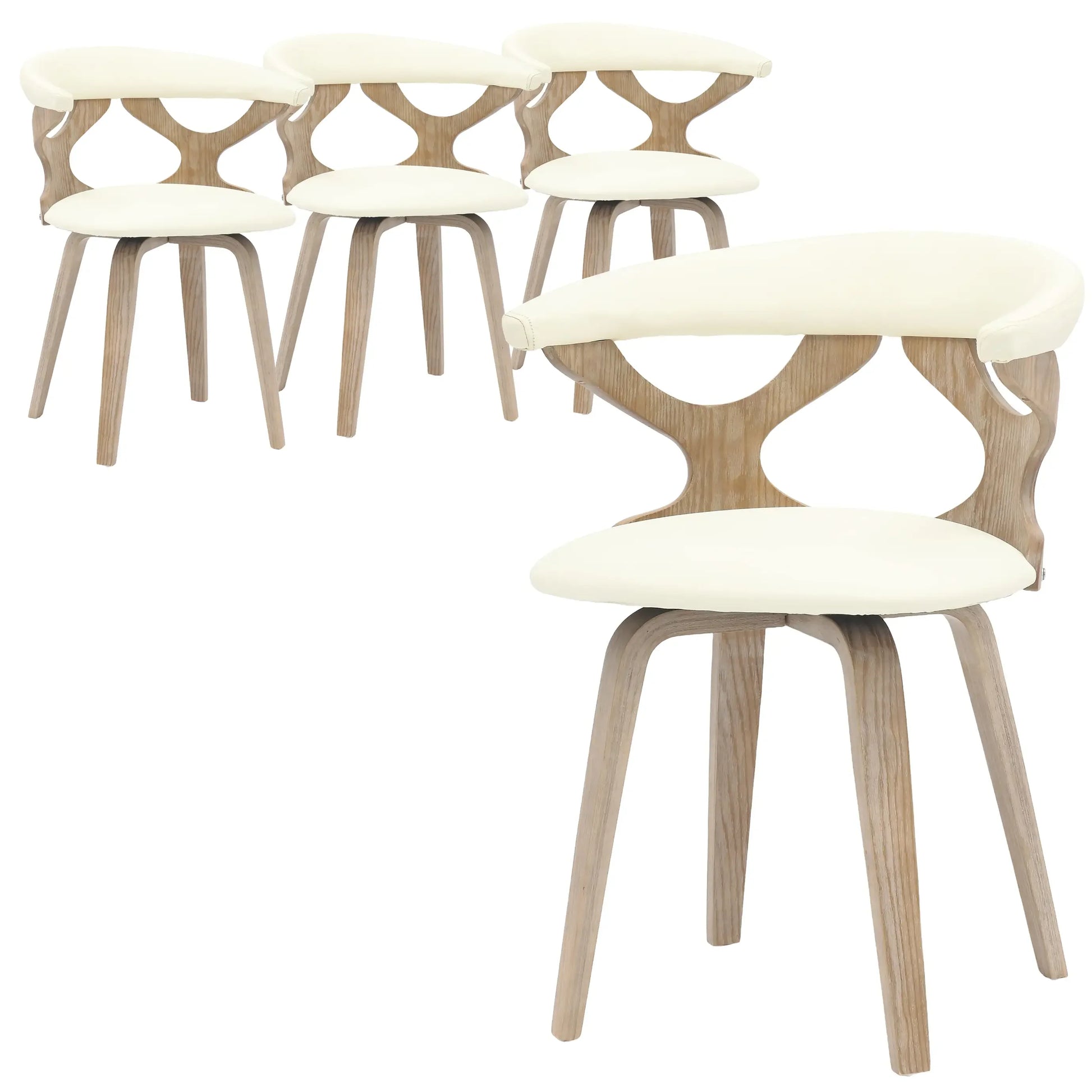 Klyne Leather Dining Chair with Poplar Wood Frame and Swivel Base Set of 4 - Elax Furniture