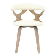 Klyne Modern Wooden Dining Chair Upholstered in Leather With Walnut Color Frame Washed Walnut White Dining Chair Leisuremod