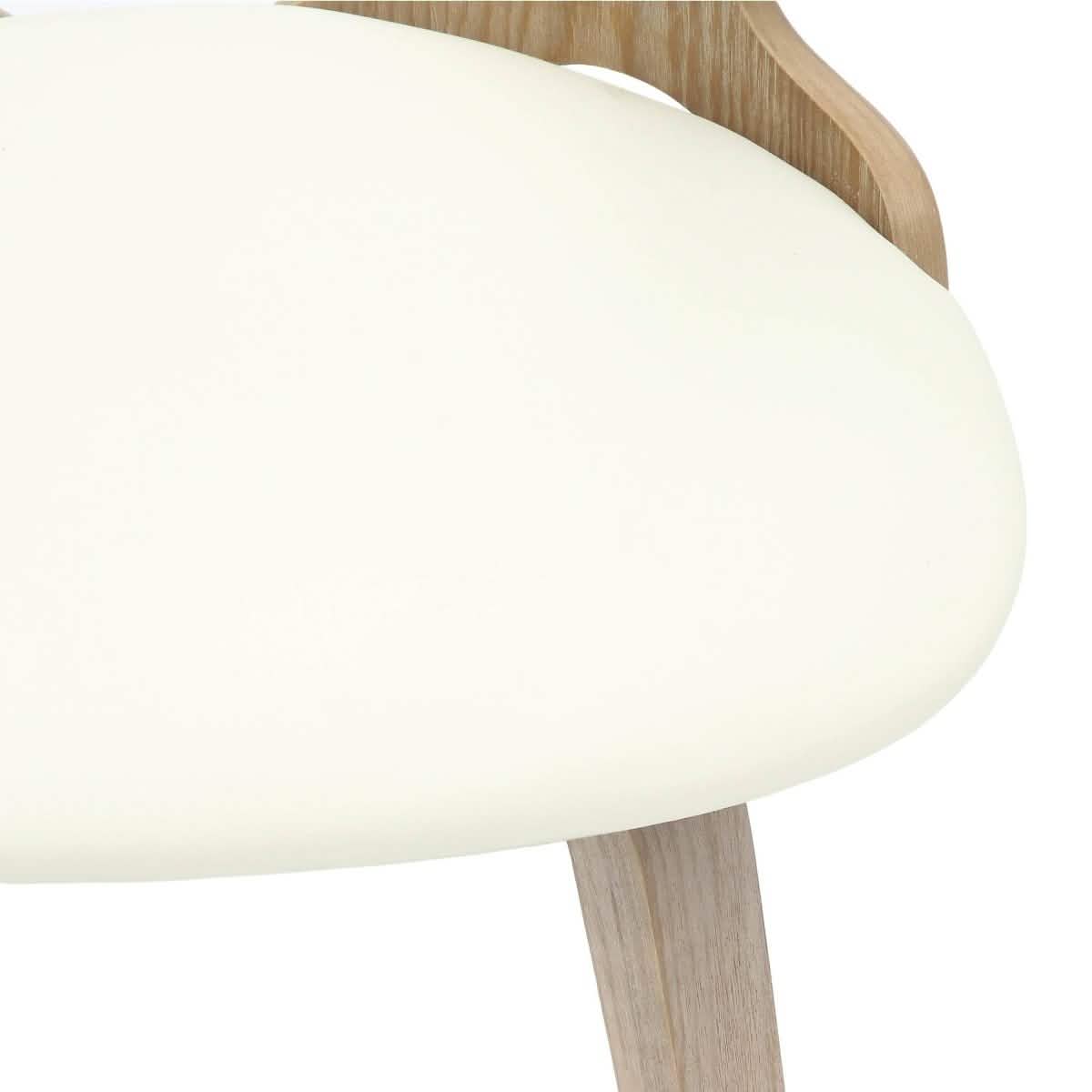 Klyne Modern Wooden Dining Chair Upholstered in Leather With Walnut Color Frame Washed Walnut White Dining Chair Leisuremod