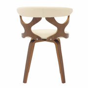 Klyne Modern Wooden Dining Chair Upholstered in Leather With Walnut Color Frame Walnut Taupe Dining Chair Leisuremod