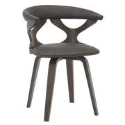Klyne Modern Wooden Dining Chair Upholstered in Leather With Walnut Color Frame Dark Walnut Brown Dining Chair Leisuremod