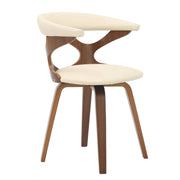 Klyne Modern Wooden Dining Chair Upholstered in Leather With Walnut Color Frame Walnut Taupe Dining Chair Leisuremod