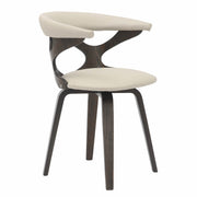 Klyne Modern Wooden Dining Chair Upholstered in Leather With Walnut Color Frame Dark Walnut Taupe Dining Chair Leisuremod