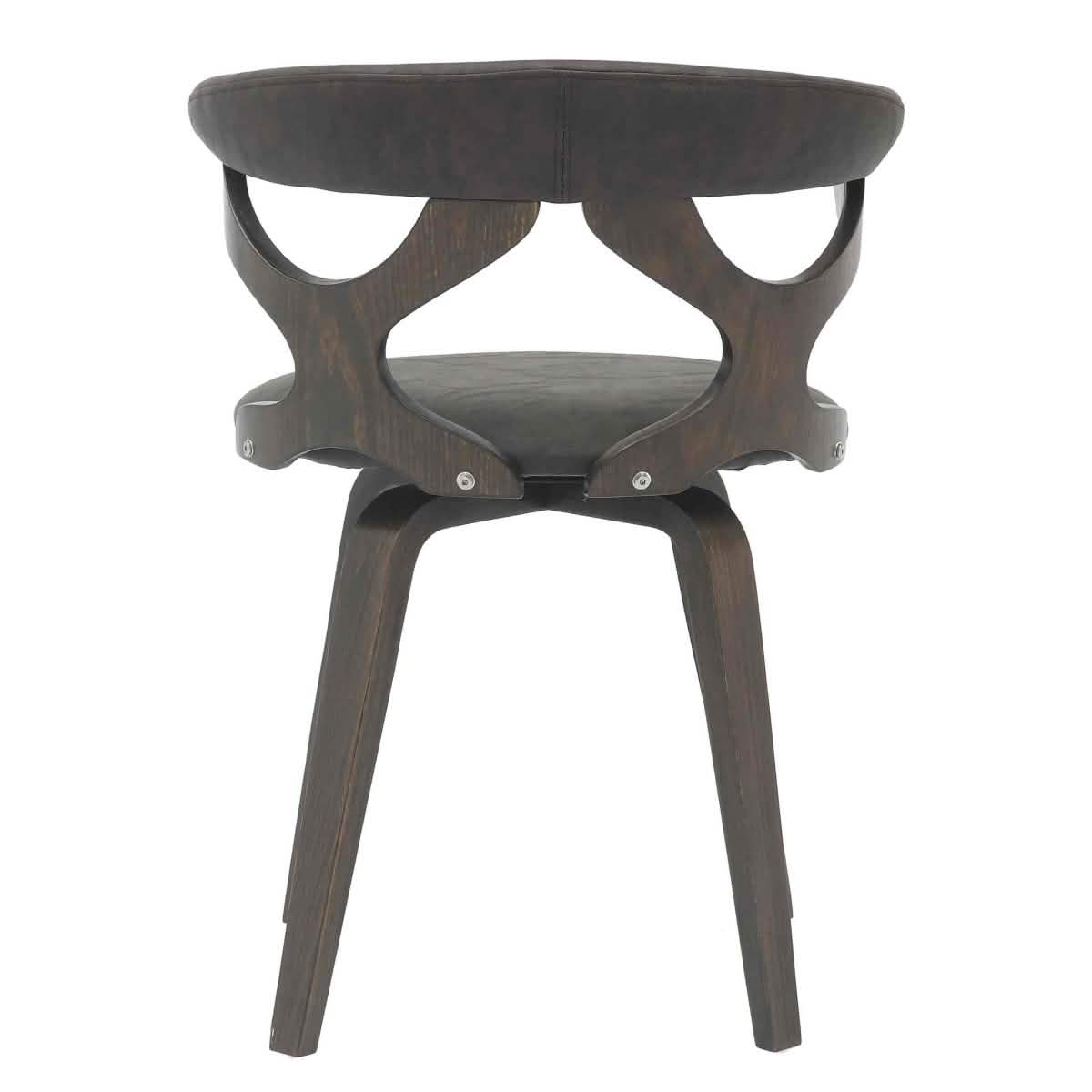 Klyne Modern Wooden Dining Chair Upholstered in Leather With Walnut Color Frame Dark Walnut Brown Dining Chair Leisuremod