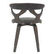 Klyne Modern Wooden Dining Chair Upholstered in Leather With Walnut Color Frame Dark Walnut Brown Dining Chair Leisuremod