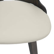 Klyne Modern Wooden Dining Chair Upholstered in Leather With Walnut Color Frame Dark Walnut Taupe Dining Chair Leisuremod