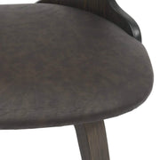 Klyne Modern Wooden Dining Chair Upholstered in Leather With Walnut Color Frame Dark Walnut Brown Dining Chair Leisuremod