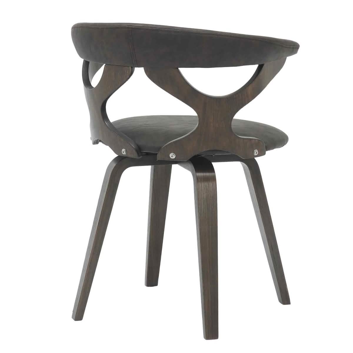 Klyne Modern Wooden Dining Chair Upholstered in Leather With Walnut Color Frame Dark Walnut Brown Dining Chair Leisuremod