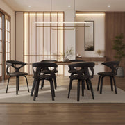 Klyne Modern Wooden Dining Chair Upholstered in Leather With Walnut Color Frame Dark Walnut Brown Dining Chair Leisuremod