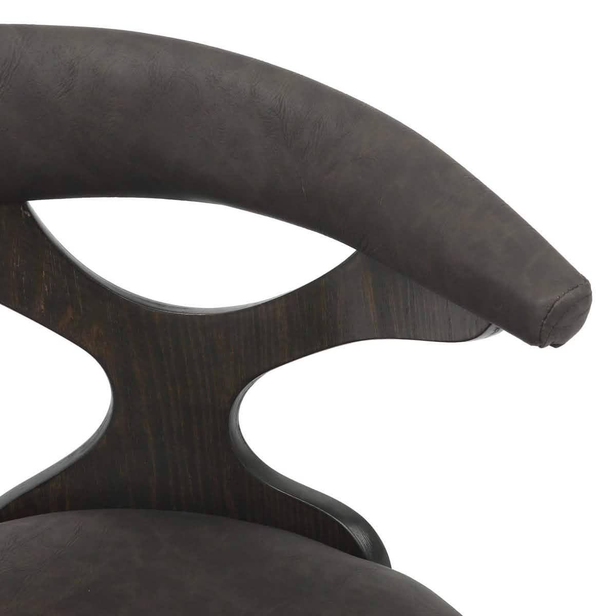 Klyne Modern Wooden Dining Chair Upholstered in Leather With Walnut Color Frame Dark Walnut Brown Dining Chair Leisuremod
