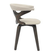 Klyne Modern Wooden Dining Chair Upholstered in Leather With Walnut Color Frame Dark Walnut Taupe Dining Chair Leisuremod