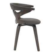 Klyne Modern Wooden Dining Chair Upholstered in Leather With Walnut Color Frame Dark Walnut Brown Dining Chair Leisuremod