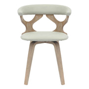 Klyne Modern Wooden Dining Chair Upholstered in Leather With Walnut Color Frame Washed Walnut Light-Grey Dining Chair Leisuremod