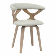 Klyne Modern Wooden Dining Chair Upholstered in Leather With Walnut Color Frame Washed Walnut Light-Grey Dining Chair Leisuremod