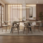Klyne Modern Wooden Dining Chair Upholstered in Leather With Walnut Color Frame Washed Walnut White Dining Chair Leisuremod