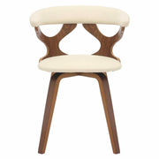 Klyne Modern Wooden Dining Chair Upholstered in Leather With Walnut Color Frame Walnut Taupe Dining Chair Leisuremod