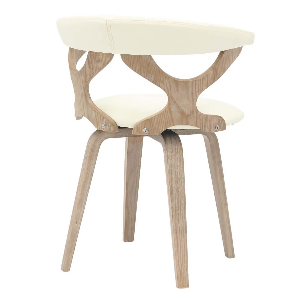 Klyne Modern Wooden Dining Chair Upholstered in Leather With Walnut Color Frame Washed Walnut White Dining Chair Leisuremod