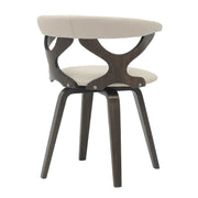 Klyne Modern Wooden Dining Chair Upholstered in Leather With Walnut Color Frame Dark Walnut Taupe Dining Chair Leisuremod
