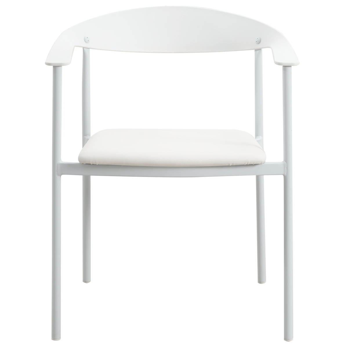 Kora Dining Chair Upholstered in Leather with Stainless Steel Frame and Legs White Dining Chair Leisuremod