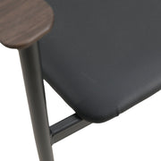 Kora Dining Chair Upholstered in Leather with Stainless Steel Frame and Legs Brown Black Dining Chair Leisuremod