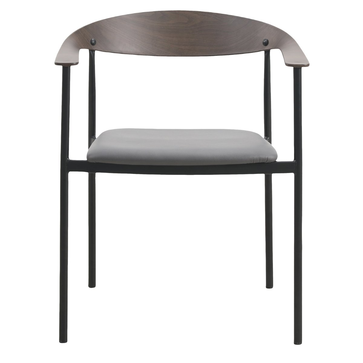 Kora Dining Chair Upholstered in Leather with Stainless Steel Frame and Legs Charcoal Dining Chair Leisuremod