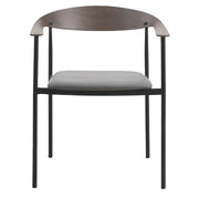 Kora Dining Chair Upholstered in Leather with Stainless Steel Frame and Legs Charcoal Dining Chair Leisuremod