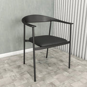 Kora Dining Chair Upholstered in Leather with Stainless Steel Frame and Legs Black Dining Chair Leisuremod