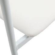 Kora Dining Chair Upholstered in Leather with Stainless Steel Frame and Legs White Dining Chair Leisuremod