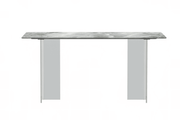 Kova Rectangular Dining Table with Sintered Stone/Glass Top and Acrylic Base Legs Sintered Stone Light Grey Dining Table Leisuremod